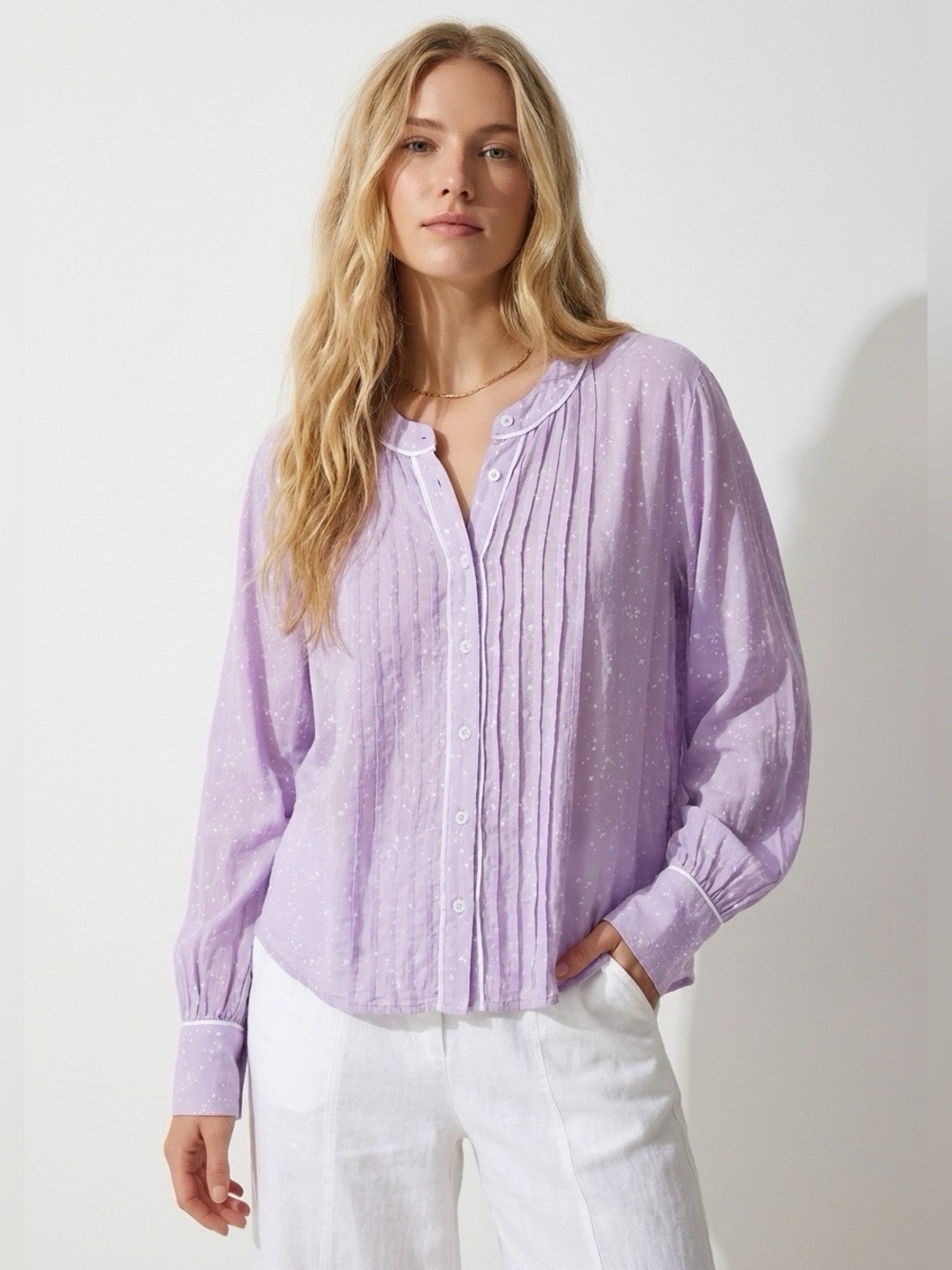 Free People Womens Top S Star Print Oversized Pin Tuck Boho Relaxed Minimalist
